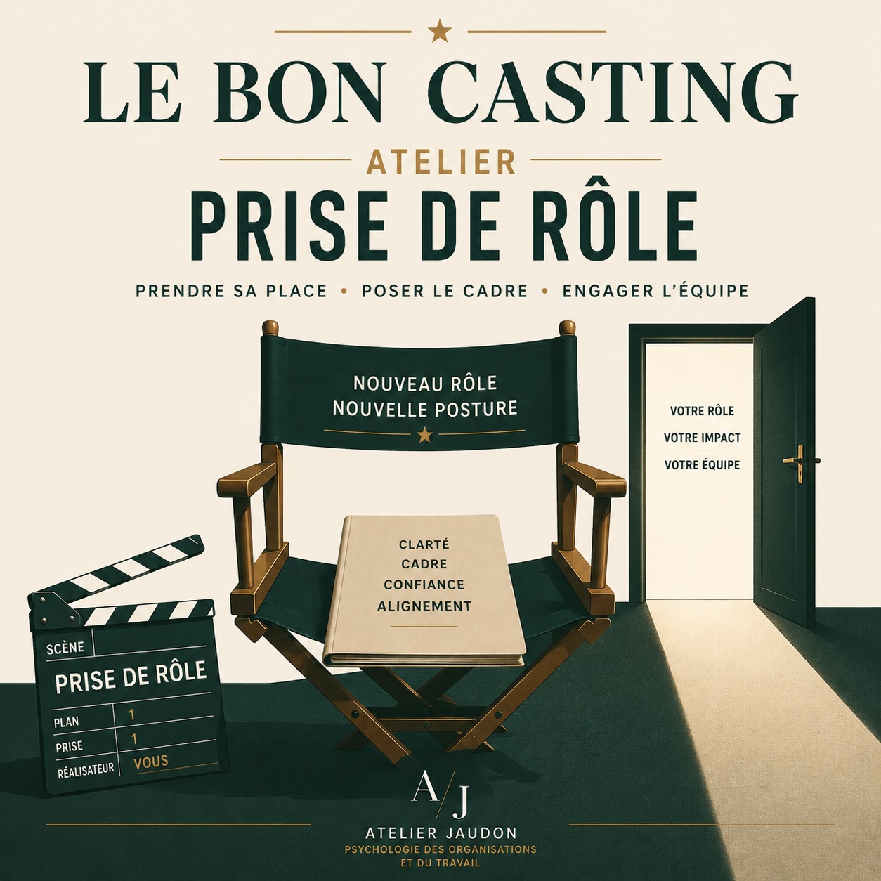 Le Bon Casting Atelier Prise de rôle, atelier cinéma et psychologie orientée solution pour managers qui prennent ou reprennent une fonction.